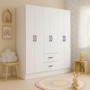 Ver imagem 7 de Guarda-Roupa 6 Portas 2 Gavetas 6 Prateleiras 1 Cabideiro Califórnia Branco