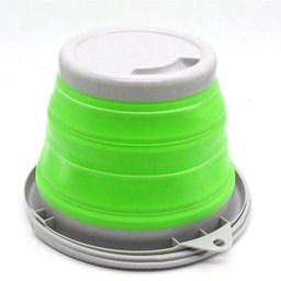 Balde Dobravel Silicone Retratil Água 5 Litros Portátil Cozinha Verde - 2