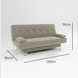 Sofá Cama 1,80m Iara Suede Bege Madelina Decor - 4