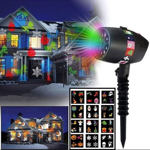 Projetor LED Holografico Natal Natalino Luz USB Ou Tomada 12 Cartoes Jardim Casa  Festa | MadeiraMadeira