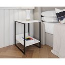 Ver imagem 1 de Mesa Cabeceira Industrial Tókio Base Ferro Preto Tampo Branco