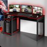 Mesa Gamer Dark para 3 Monitores Preto/Vermelho - Pnr Móveis - 1