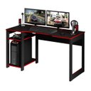 Ver imagem 2 de Mesa Gamer Dark para 3 Monitores Preto/Vermelho - Pnr Móveis