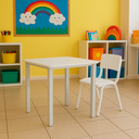 Ver imagem 1 de Mesa e Cadeira Infantil Escolar Branca para Creche e Sala de Aula