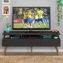 Ver imagem 1 de Rack Retrô Paris 150cm - 3 Portas C/5pés - Mdp 15mm - Grafite