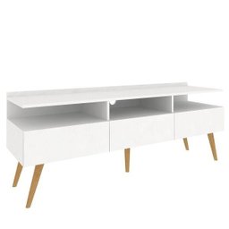 Rack Retrô Paris 150cm - 3 Portas C/5pés - Mdp 15mm - Branco - 2