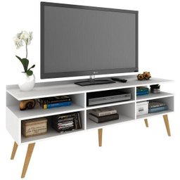 Rack Retrô Paris 150cm - 3 Portas C/5pés - Mdp 15mm - Branco - 5