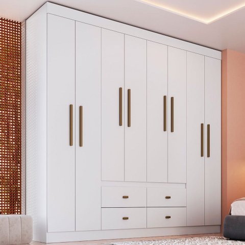 Guarda-roupa Casal Dallas 8 Portas 4 Gavetas Branco - Panorama Móveis