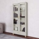 Ver imagem 1 de Estante Mdf Portas Vidro e Gaveta Off White/gold C58