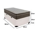 Ver imagem 3 de Cama Box Baú Solteiro Sintético + Colchão de Molas Ensacadas - Sereneprime - 88cm Branco