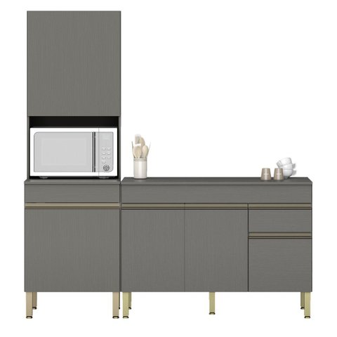 Paneleiro e Balcão Gabinete com Tampo 120cm Lina K02 Gris - Mpozenato