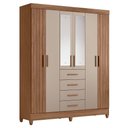 Ver imagem 1 de Guarda Roupa Solteiro Aruba 6 Portas e 4 Gavetas Carvalho Fendi com Espelho Moval Carvalho Fendi