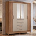 Ver imagem 2 de Guarda Roupa Solteiro Aruba 6 Portas e 4 Gavetas Carvalho Fendi com Espelho Moval Carvalho Fendi