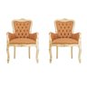 Conjunto 2 Poltronas Luis Xv com Braço Estofado Dourado com Couro - 1