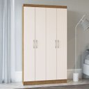 Ver imagem 1 de Guarda-roupa Solteiro 4 Portas Lyon 8 Prateleiras 40466 Off/white - Pnr Móveis