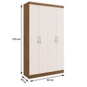 Ver imagem 4 de Guarda-roupa Solteiro 4 Portas Lyon 8 Prateleiras 40466 Off/white - Pnr Móveis
