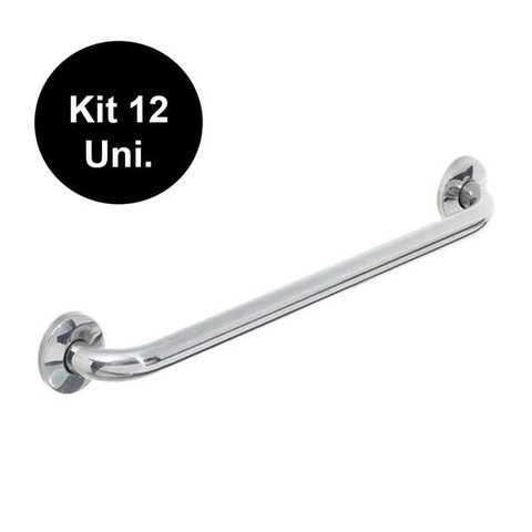 Alça de Apoio Banheiro Inox 40cm Barra Idoso Cadeirante Deficiente Acessibilidade kit 12 unds