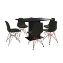 Ver imagem 6 de Mesa Jantar Londres Retangular Preta 137x90cm 6 Cadeiras Estofadas Verde Base Cobre