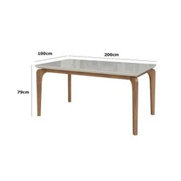 Mesa de Jantar Cirrus Master 200x100cm - Tampo com Vidro - Base Madeira Maciça - Canto Quadrado Off  - 2