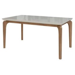 Mesa de Jantar Cirrus Master 200x100cm - Tampo com Vidro - Base Madeira Maciça - Canto Quadrado Off  - 1