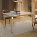 Ver imagem 3 de Mesa de Jantar 6 Lugares 135cm Cirrus - Tampo com Vidro - Base Madeira Maciça - Off White