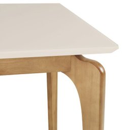 Mesa de Jantar 6 Lugares 160cm Cirrus Tampo com Vidro Base Madeira Maciça - Off White - 2