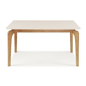 Mesa de Jantar 6 Lugares 160cm Cirrus Tampo com Vidro Base Madeira Maciça - Off White