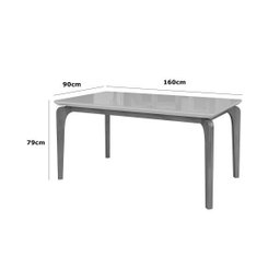 Mesa de Jantar 6 Lugares 160cm Cirrus Tampo com Vidro Base Madeira Maciça - Off White - 4