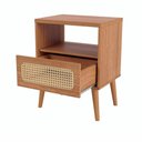 Ver imagem 2 de Mesa de Cabeceira Nature Tw48 Cor Freijo 1 Gaveta com Tela Sextavada Palha Natural 50 Cm - 69420