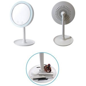 Espelho Maquiagem Led Ventilador Touch 5x Aumento Beleza USB Iluminador
