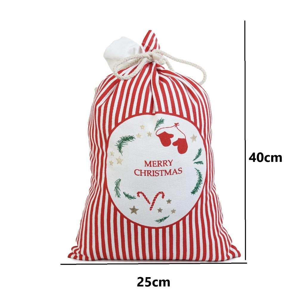 Saco Natalino Decor Merry Christmas Listra e Bengala 40cm - 2