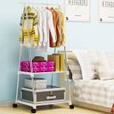 Ver imagem 3 de Arara de Roupas Cabideiro Sapateira Closet Multifuncoes Prateleira Com Rodas