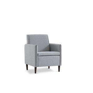 Poltrona Retrô Érvy 67cm | Linho Cinza - Imbuia - Ilha Bela