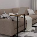 Ver imagem 2 de Mesa Apoio Lateral Sofá Cama Notebook Aço E Mdf 40x30cm - Canela