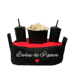 Almofada Porta Pipoca Bicolor Bodas de Pipoca:Preto - 1
