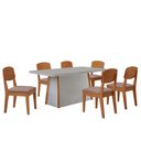 Ver imagem 2 de Mesa de Jantar Diane 180cm Tampo Mdf Vidro Canto Copo com 6 Cadeiras Copper
