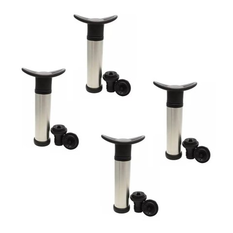 4 Conjuntos Kit Bomba A Vácuo Para Vinho Com 2 Rolhas Tampa