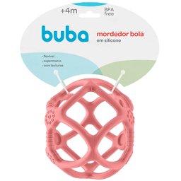 Mordedor Silicone Bola Flexível Rosa +4meses Buba - 1