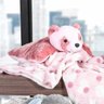 Manta com Almofada Urso Bene Casa Baby Microfibra Rosa - 1
