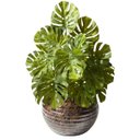 Ver imagem 4 de 2 Plantas Artificiais Realistas Costela de Adão Verde para Decoração de Interiores e Arranjo Moderno