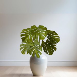 2 Plantas Artificiais Realistas Costela de Adão Verde para Decoração de Interiores e Arranjo Moderno