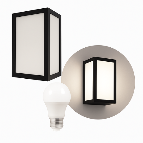 Arandela Luminária Vitra 3 Vidros Externa Preta + Led A60 12w Br. Frio St2953