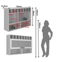 Ver imagem 4 de Armário Aéreo Grazi 120cm em MDF Branco com Nichos, Adega e 1 Porta de Vidro Basculante -