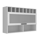 Ver imagem 1 de Armário Aéreo Grazi 120cm em MDF Branco com Nichos, Adega e 1 Porta de Vidro Basculante -
