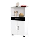 Ver imagem 2 de Balcao Com Rodizios Class Bra Pret Marm 2 Portas + 1 Gaveta PASSE BEM BRANCO / PRETO / MARMORIZADO