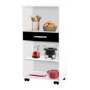 Ver imagem 7 de Balcao Com Rodizios Class Bra Pret Marm 2 Portas + 1 Gaveta PASSE BEM BRANCO / PRETO / MARMORIZADO