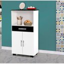 Ver imagem 6 de Balcao Com Rodizios Class Bra Pret Marm 2 Portas + 1 Gaveta PASSE BEM BRANCO / PRETO / MARMORIZADO