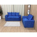 Ver imagem 2 de Sofá de 2 e 3 Lugares Porto Tecido Suede: Azul