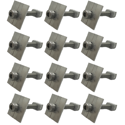 Kit 12 Unidades de Fixador Intermediário para Painel Solar Grampo Aluminio e Parafuso Allen Marte