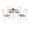 Mesa Tubular com 4 Cadeiras em Aço Branco Carvalho com Estofado Capuccino Kone Shop Jm - 2